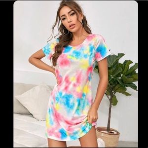 Tie dye short sleeve tee dress
